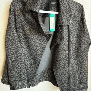 Liverpool Charcoal Animal Print Moto Blazer Jacket